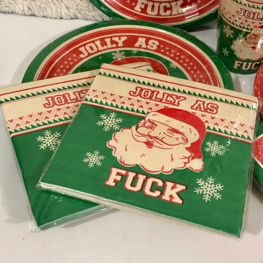 CHRISTMAS Festive Holiday Party Supplies Set - Red and Green